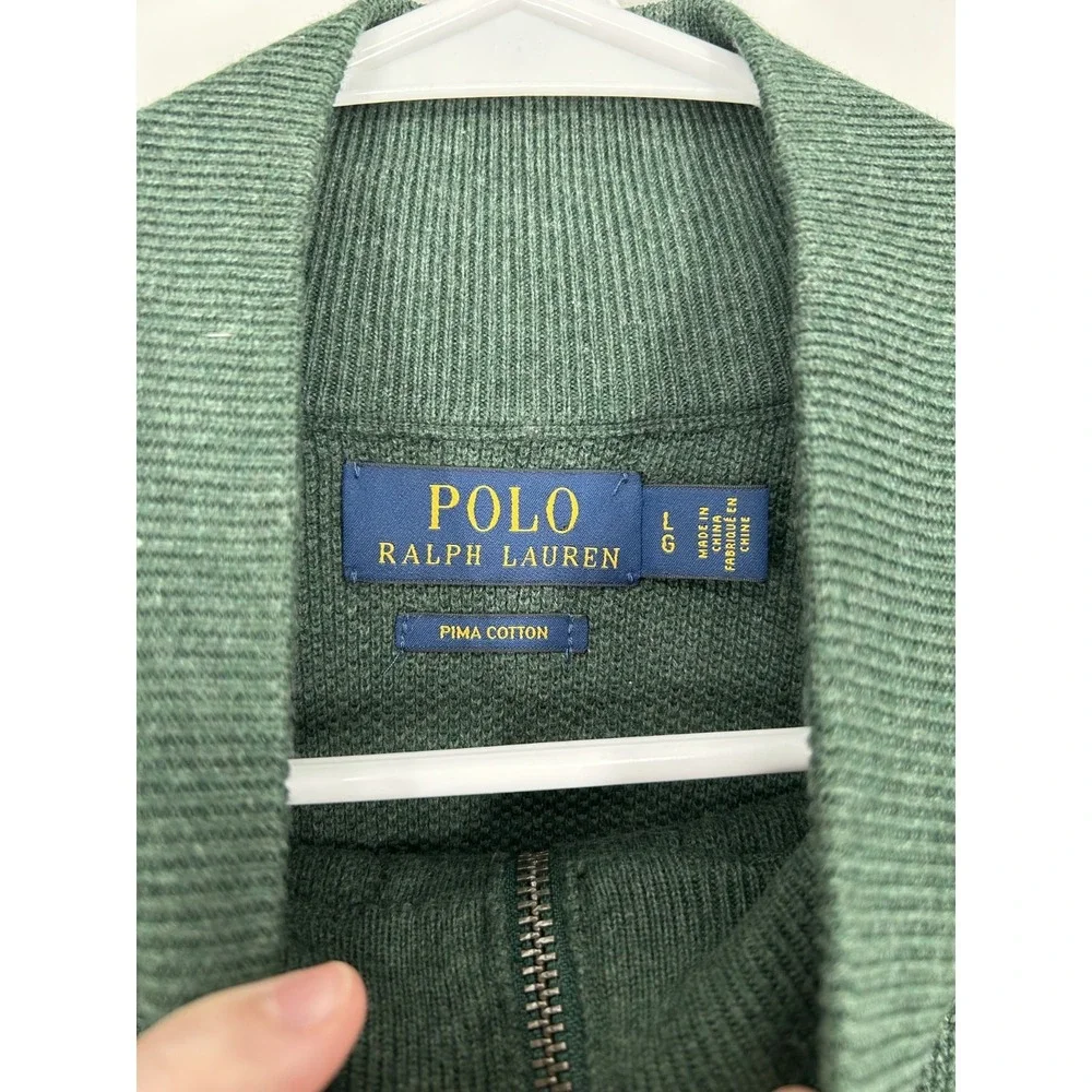 Polo Ralph Lauren‎ Sweater Mens Large 100% Pima Cotton 1/4 Quarter Zip Pullover